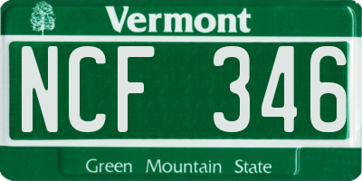 VT license plate NCF346