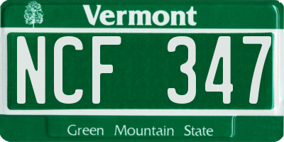VT license plate NCF347