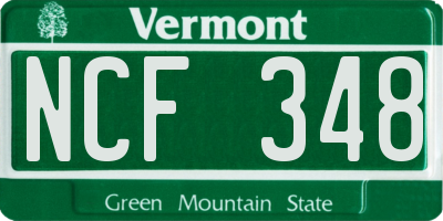 VT license plate NCF348