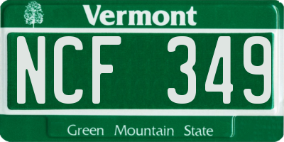 VT license plate NCF349