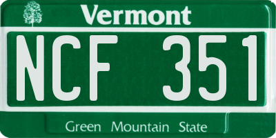 VT license plate NCF351