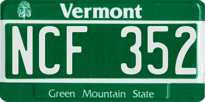 VT license plate NCF352