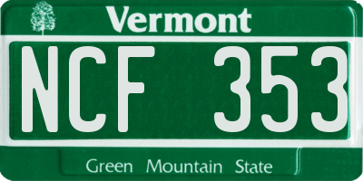 VT license plate NCF353