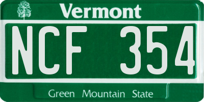 VT license plate NCF354