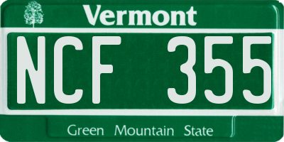 VT license plate NCF355