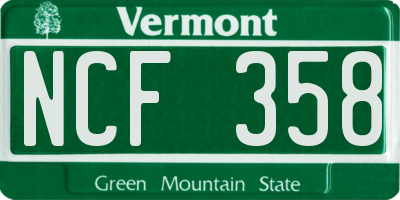 VT license plate NCF358