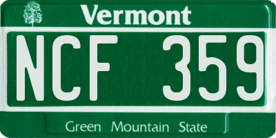 VT license plate NCF359