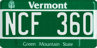 VT license plate NCF360