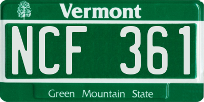 VT license plate NCF361