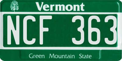 VT license plate NCF363