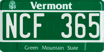 VT license plate NCF365