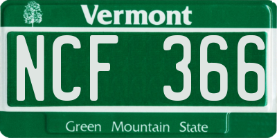 VT license plate NCF366
