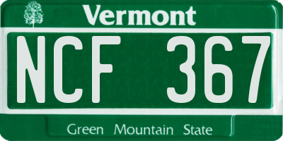 VT license plate NCF367