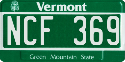 VT license plate NCF369