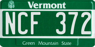 VT license plate NCF372