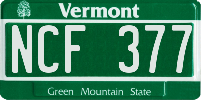 VT license plate NCF377