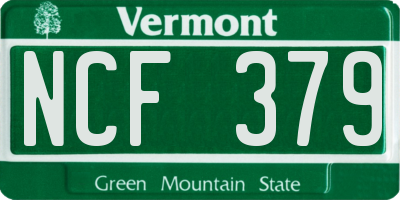 VT license plate NCF379