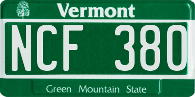 VT license plate NCF380