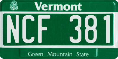 VT license plate NCF381