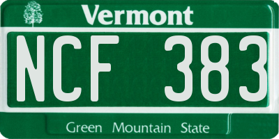 VT license plate NCF383