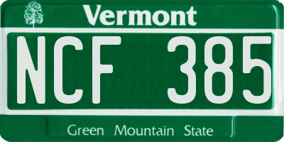VT license plate NCF385