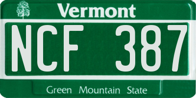 VT license plate NCF387