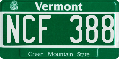 VT license plate NCF388