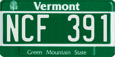 VT license plate NCF391