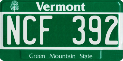 VT license plate NCF392
