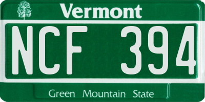 VT license plate NCF394