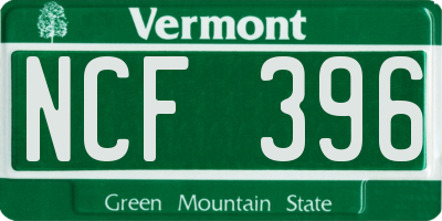 VT license plate NCF396