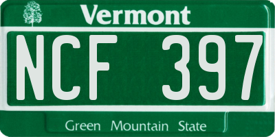 VT license plate NCF397