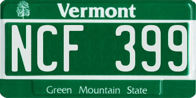 VT license plate NCF399