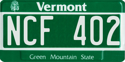 VT license plate NCF402