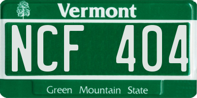 VT license plate NCF404