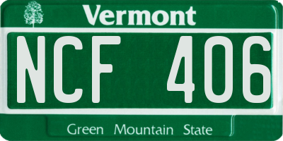 VT license plate NCF406