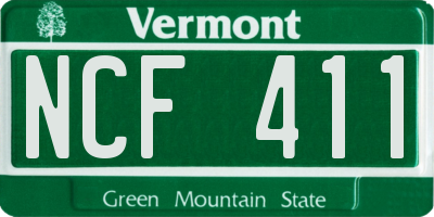 VT license plate NCF411