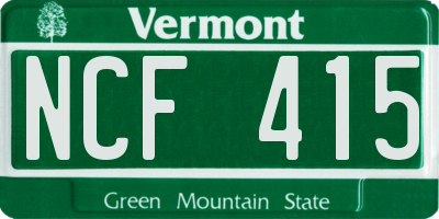 VT license plate NCF415