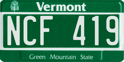 VT license plate NCF419