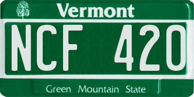 VT license plate NCF420