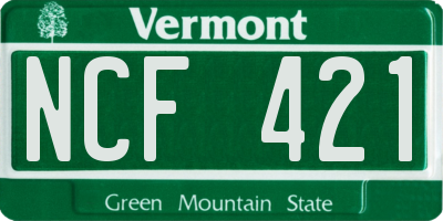VT license plate NCF421