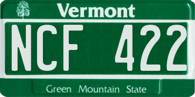VT license plate NCF422