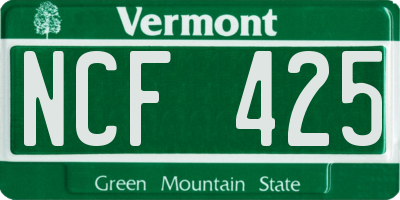 VT license plate NCF425