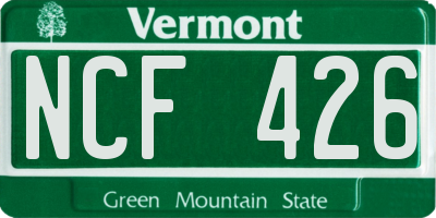 VT license plate NCF426