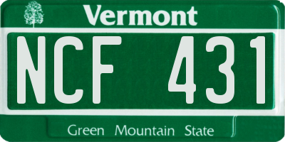 VT license plate NCF431