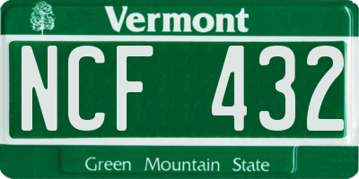 VT license plate NCF432