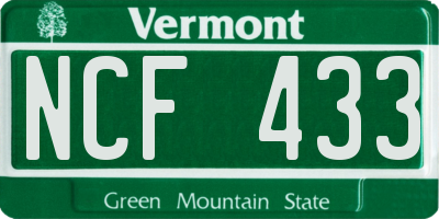 VT license plate NCF433