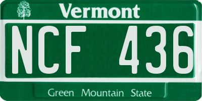 VT license plate NCF436