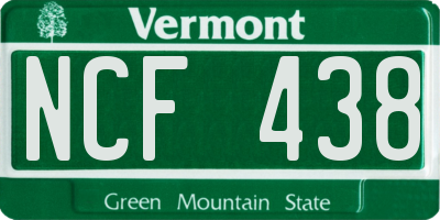 VT license plate NCF438