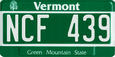 VT license plate NCF439